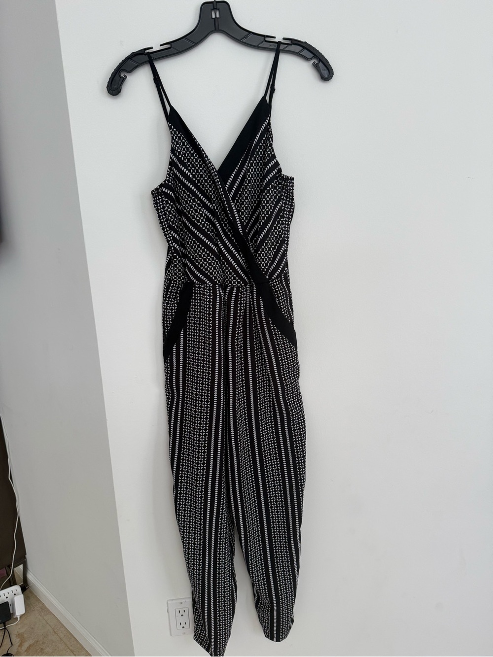 Bar III Black and White Striped One-Shoulder Jumpsuit
